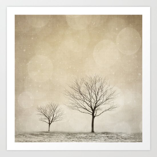 Snow Bokeh Wonderland Art Print