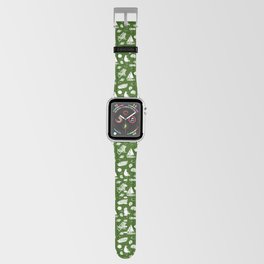 Green And White Summer Beach Elements Pattern Apple Watch Band