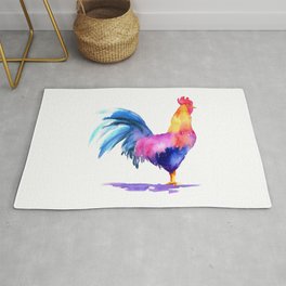 Rooster in watercolour Area & Throw Rug