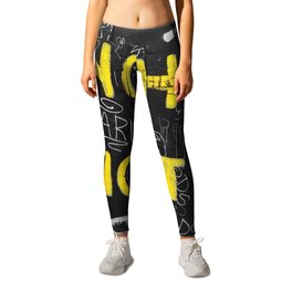 Black and White Yellow Bologna Street Photography Leggings
