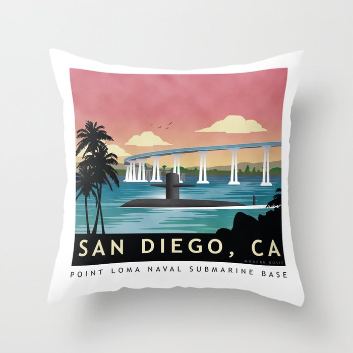 San Diego, CA - Submarine Homeport Throw Pillow