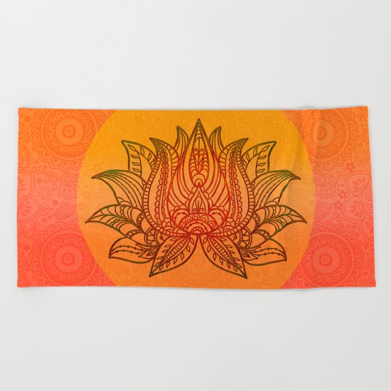 Lotus Flower of Life Meditation Art Beach Towel