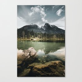 moody morning Scenery at Hintersee Lake Canvas Print