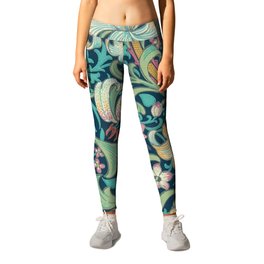 William Morris Golden Lily Bright Green Gold Pink Leggings