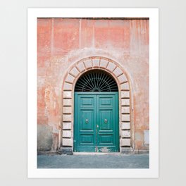 Turquoise Green door in Trastevere, Rome. Travel print Italy - film photography wall art colourful. Art Print