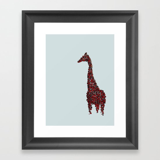 Red Giraffe Framed Art Print