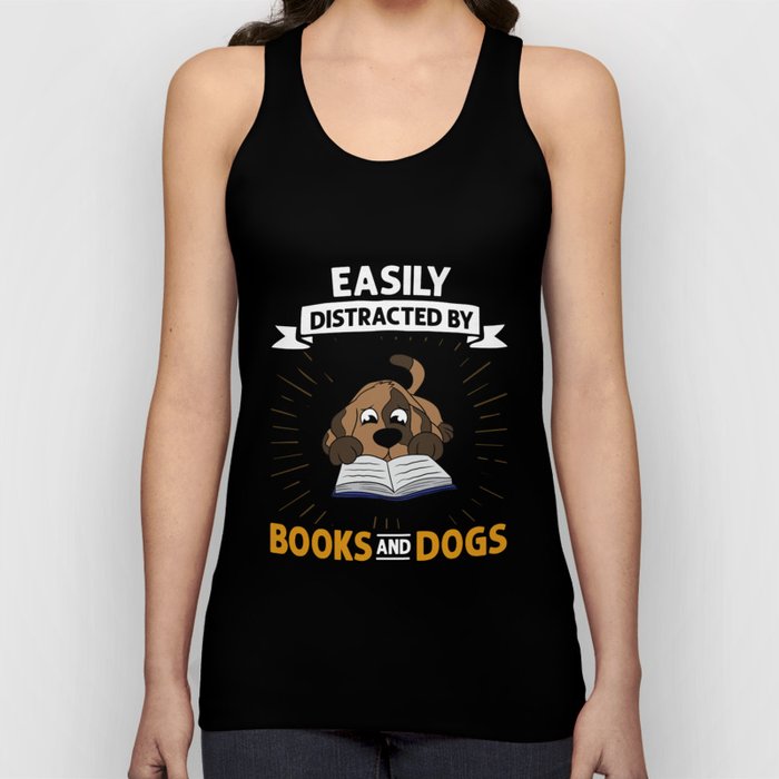 Book Dog Reading Bookworm Librarian Reader Tank Top
