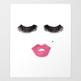 Glam Lips and Lashes Watercolor Art Print