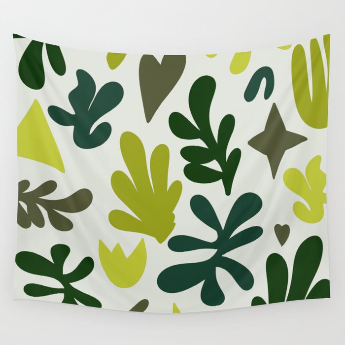 Matisse cutouts multicolor green Wall Tapestry