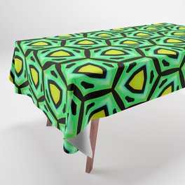 Spring brilliance. Modern, abstract, geometric pattern in bright green, light green, turquoise, yellow, black Tablecloth
