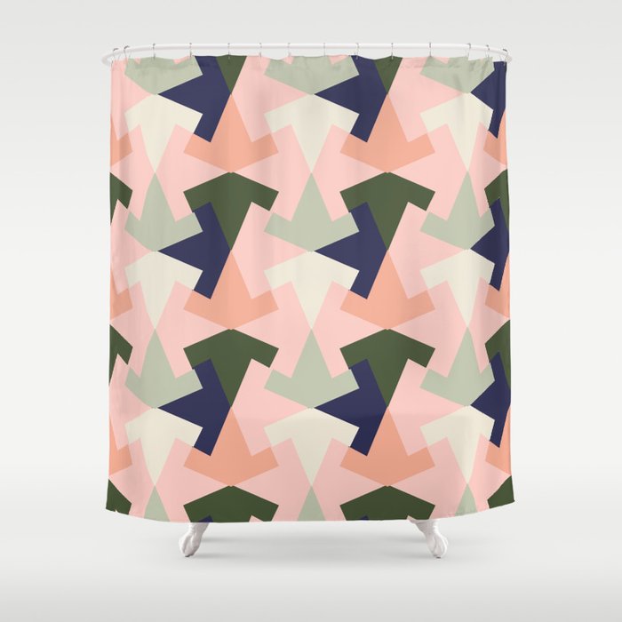 Retro pattern geometric Shower Curtain
