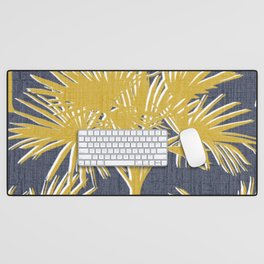 Tropical Palm Trees Gold on Navy Desk Mat