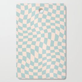 Retro Danish Pastel Light Blue Warped Checkerboard Cutting Board