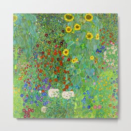 Gustav Klimt Flower Garden Metal Print | Painting, Fieldofsunflowers, Vintage, Gustav, Nature, Flower, Oil, Klimt, Sunflower, Summer 