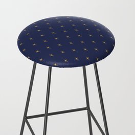 Small Christmas Faux Gold Foil Star in Midnight Blue Bar Stool