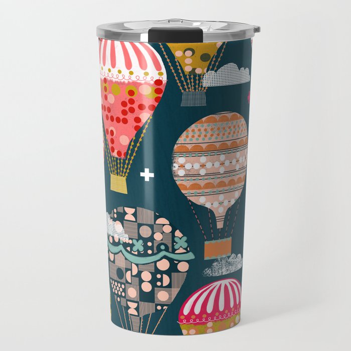 Hot Air Balloons - Retro, Vintage-inspired Print and Pattern by Andrea Lauren Travel Mug