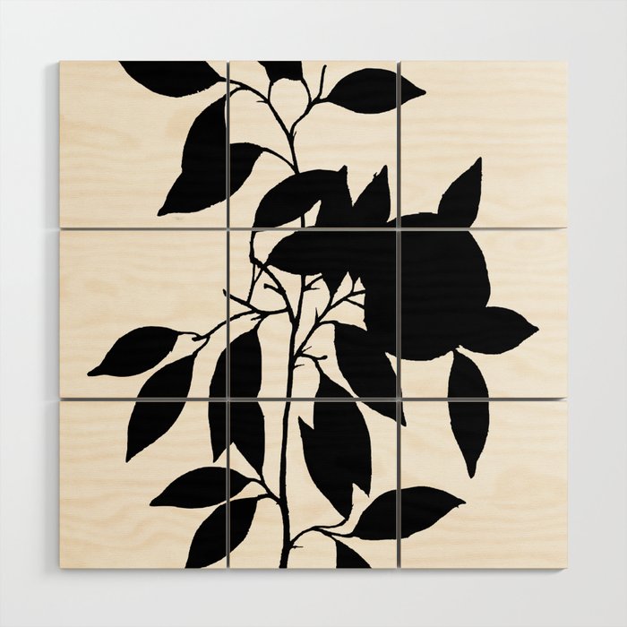 Black Leaves Wood Wall Art