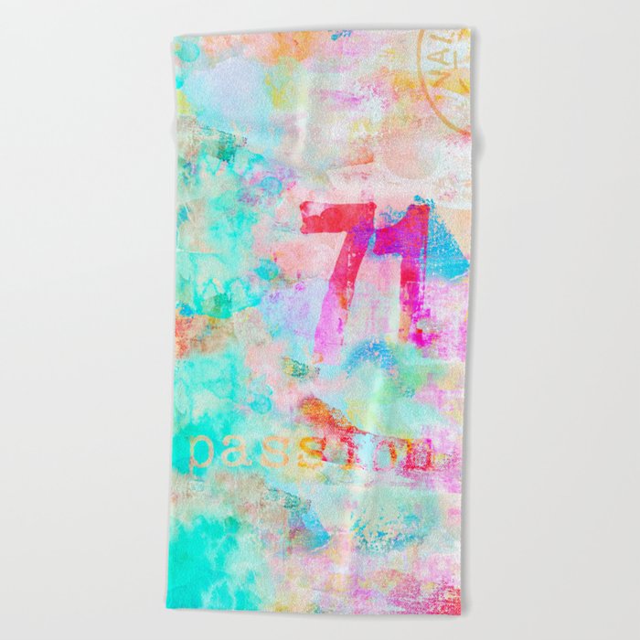 Passion mixed media colorful abstract art Beach Towel