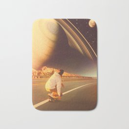 SPACE SK8R Bath Mat | Astronomy, Retrofuturism, Stars, Skate, Collage, Photo, Highway, Retroart, Skateboard, Space 