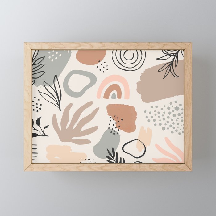 Organic abstract nature art shapes collection Framed Mini Art Print