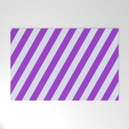 [ Thumbnail: Lavender and Dark Orchid Colored Striped/Lined Pattern Welcome Mat ]