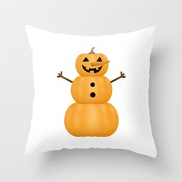 Pumpkin Snowman Throw Pillow