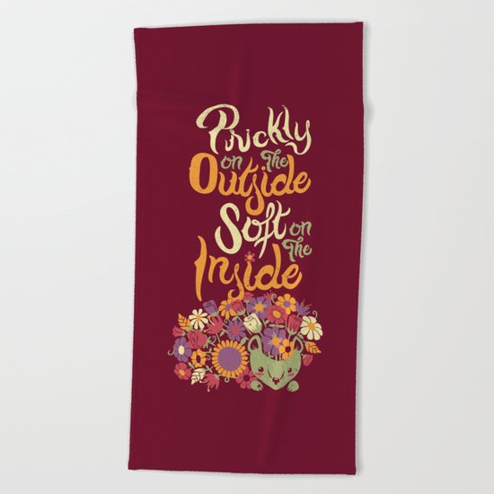 Prickly On The Outside Soft On The Inside Hedgehog Flower Beach Towel