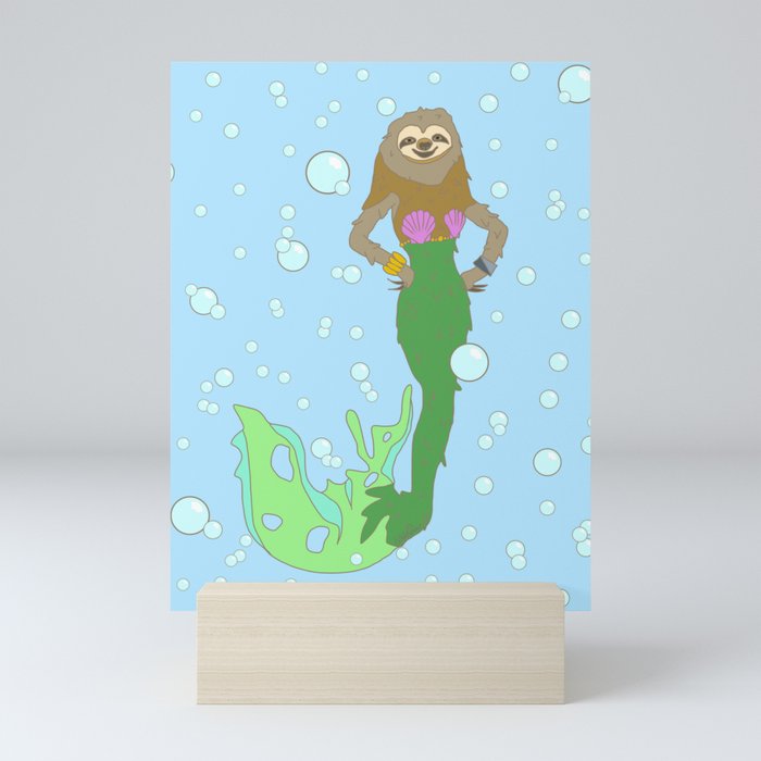 Sloth Mermaid Mini Art Print