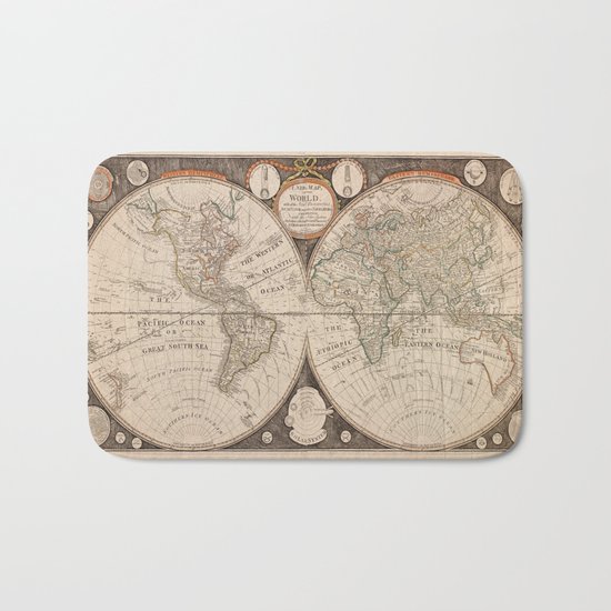World Map Bath Mat
