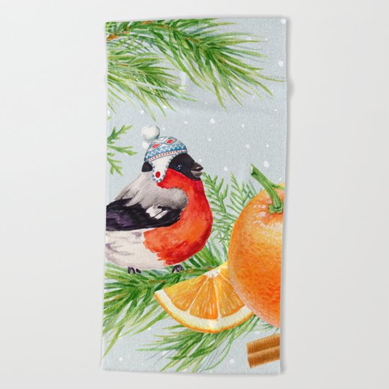 Winter animal #9 Beach Towel