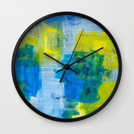 Blue and Yellow Abstract #1 Wall Clock