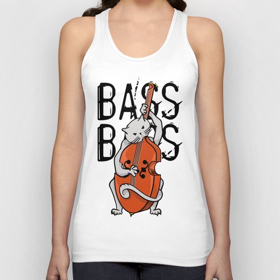 Cat Playing A Double Bass Unisex Tank Top