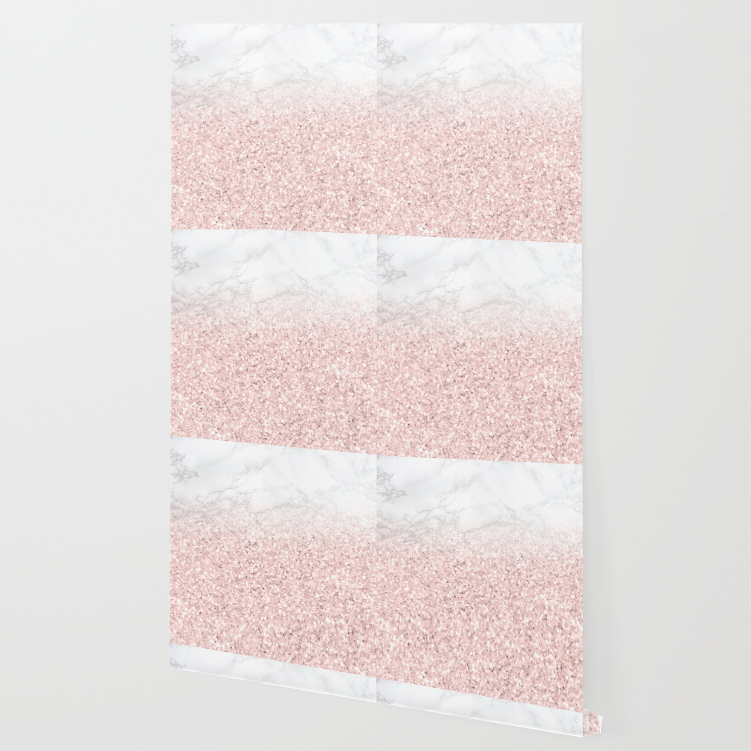 Pretty Rose Gold Pink Sparkles On Gray And White Marble Ii