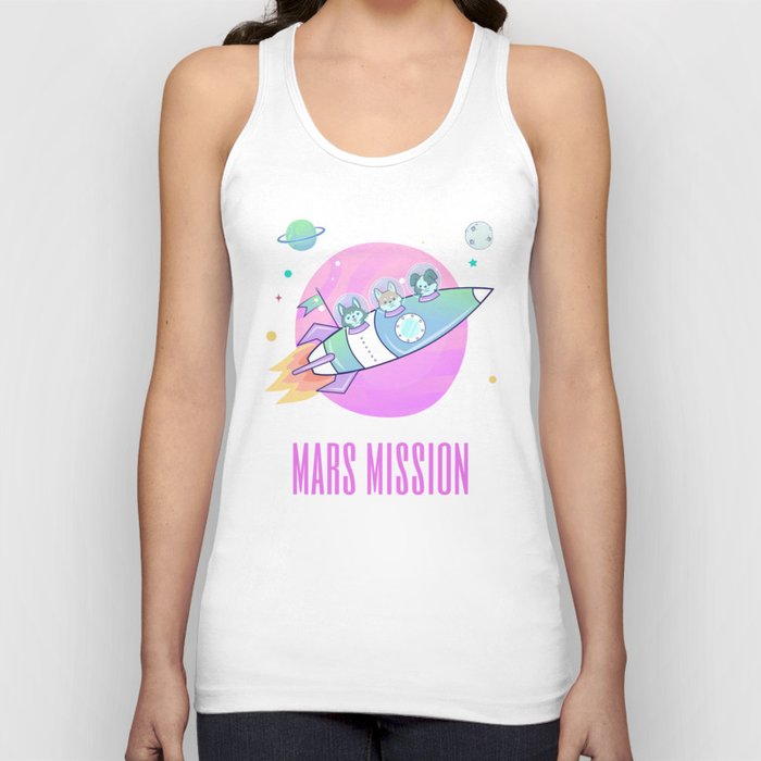 Dogs In Space On Mars Mission Tank Top