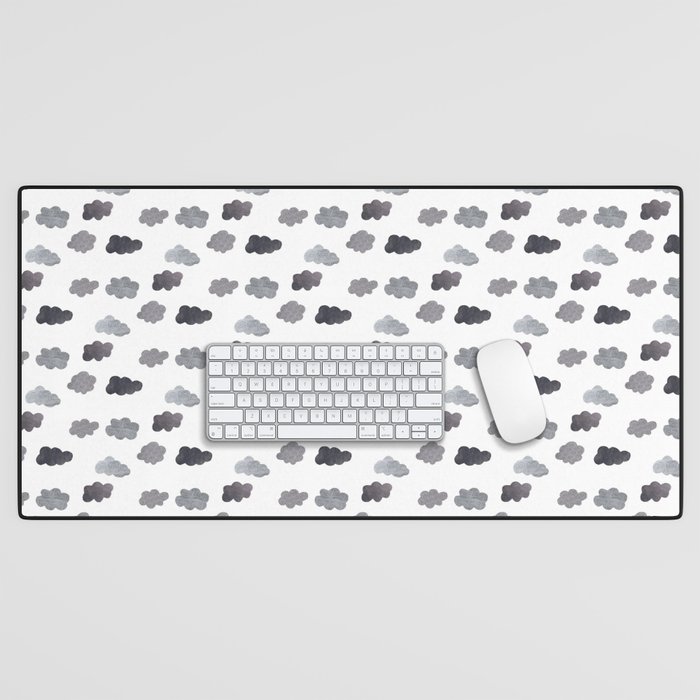 Grey Clouds Collage Desk Mat