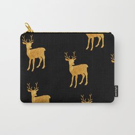 Golden Deer on Black Background Carry-All Pouch