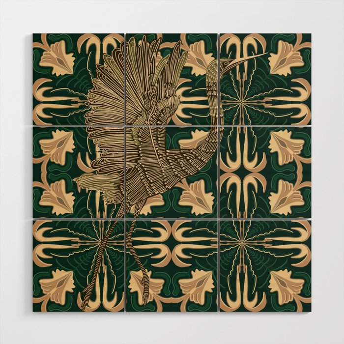 Modern Egret Bird Wood Wall Art