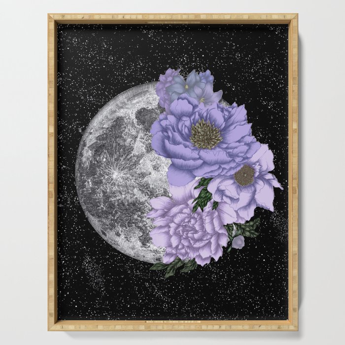 Moon Abloom in Lavendar and Periwinkle Serving Tray