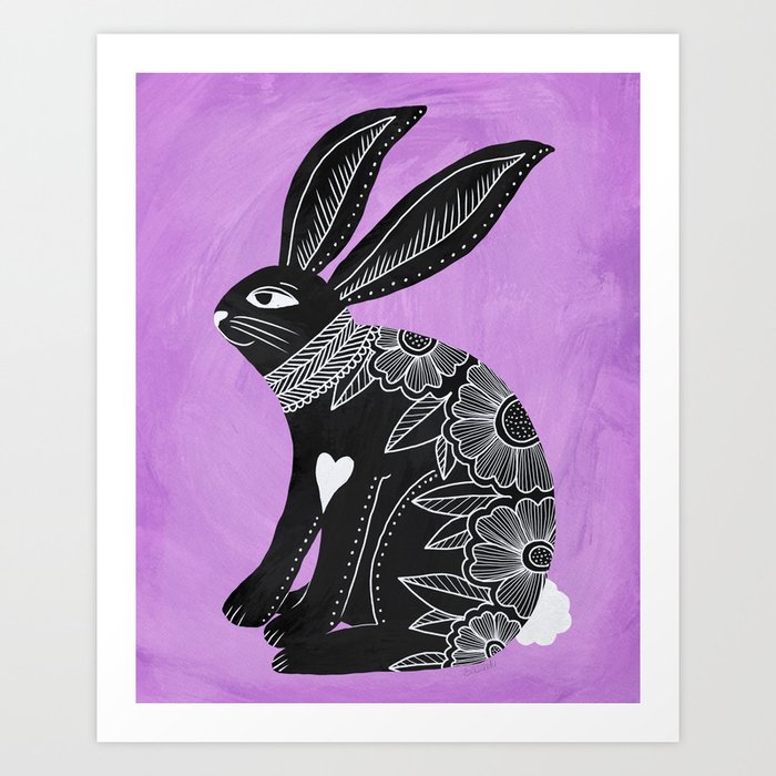 Folk Art Bunny Art Print