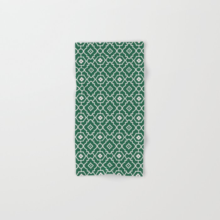 N242 - Oriental Heritage Traditional Green Moroccan Tiles Style Hand & Bath Towel