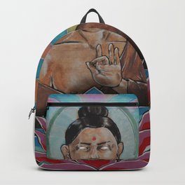 Buddha Backpack | Mudras, Painting, Bindi, Aura, Louts, Peace, Acrylic, Tranquil, Rainbow, Magic 