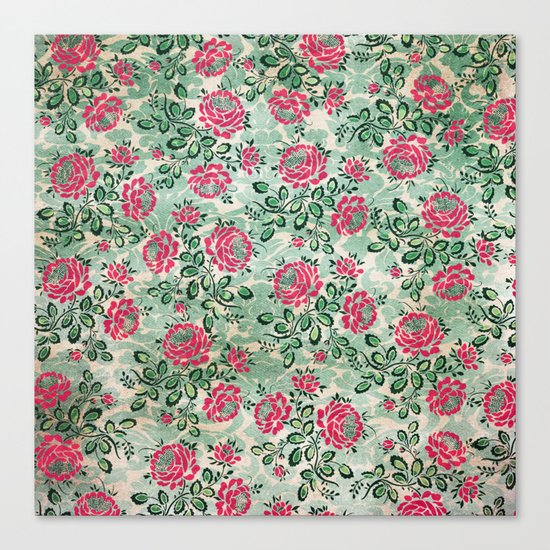 Retro French Floral Pattern Canvas Print