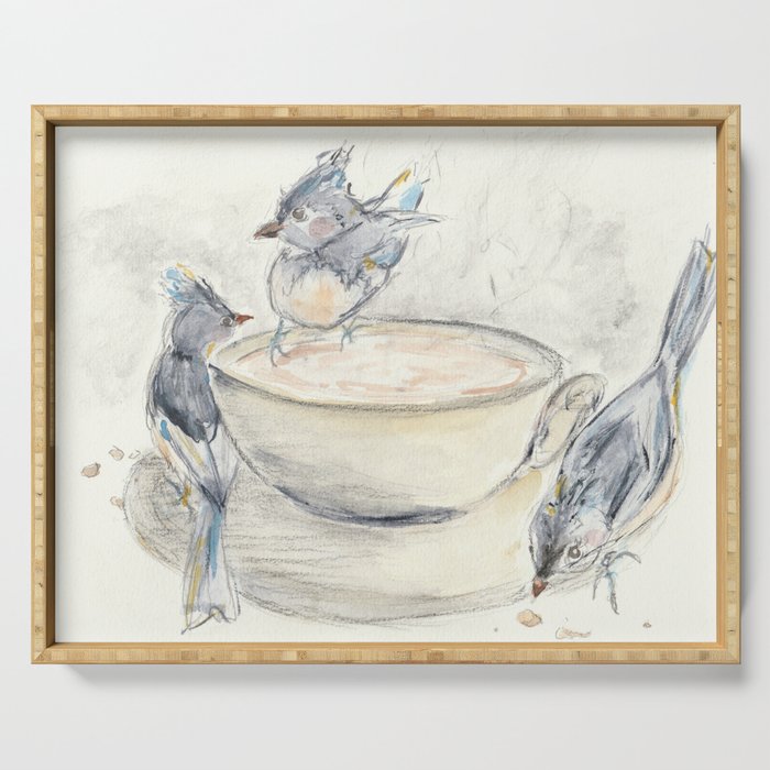 Tea Cup Titmouse Serving Tray