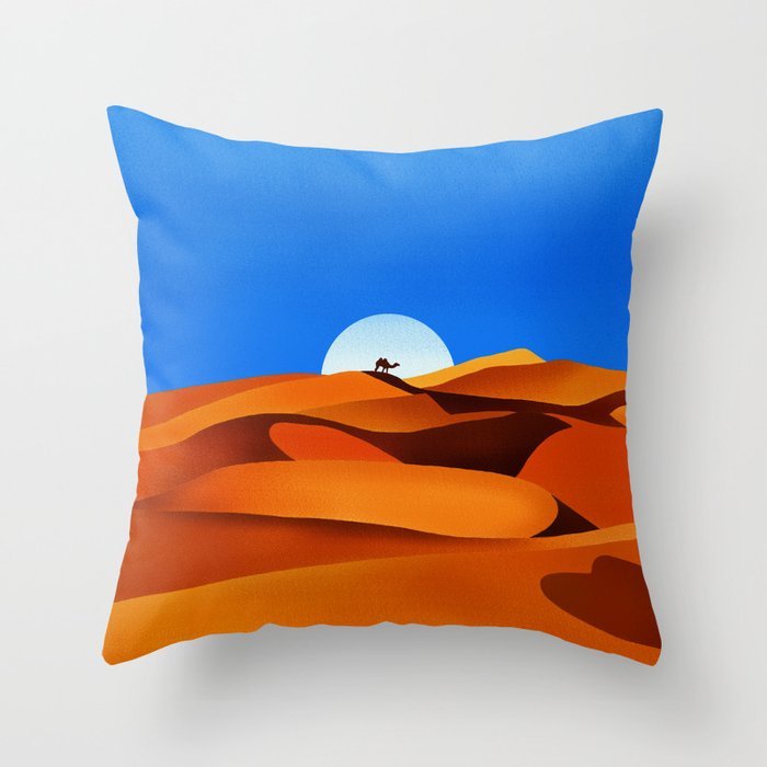 MOON AND CAMEL Throw Pillow