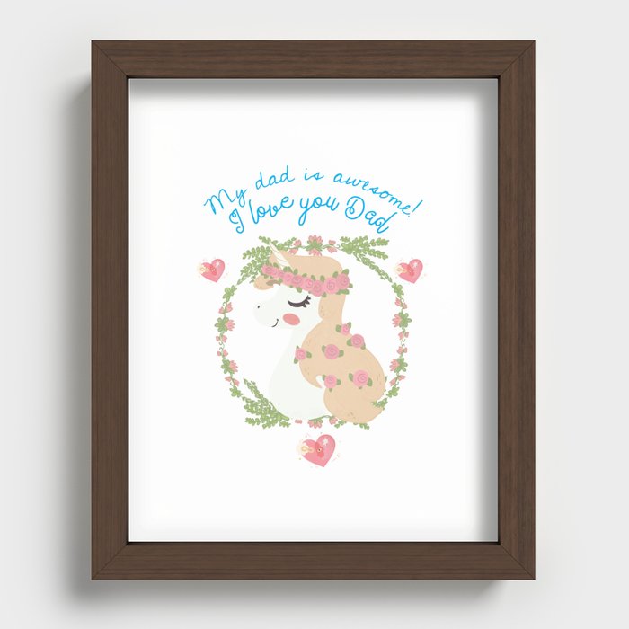 THIS UNICORN'S DAD IS AWESOME Recessed Framed Print