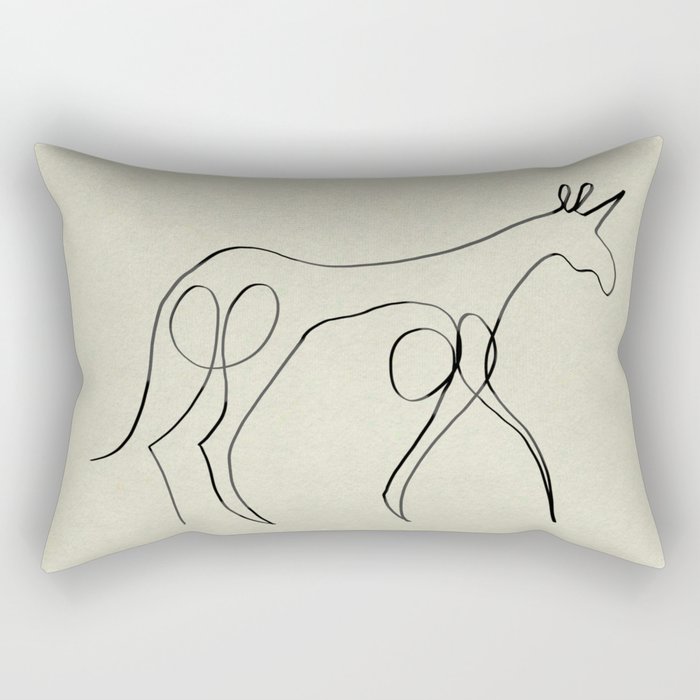 Continuous Line Unicorn Rectangular Pillow