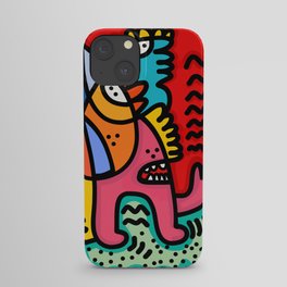 Colorful and Funny Graffiti Creature with a Red Sky By Emmanuel Signorino iPhone Case
