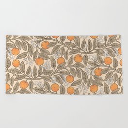Art Nouveau Oranges Neutral Summer Beach Towel