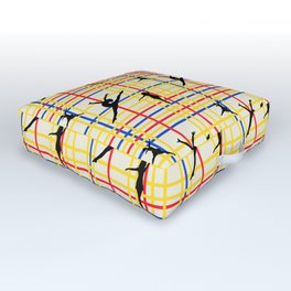 Dancing like Piet Mondrian - New York City I. Red, yellow, and Blue lines on the light yellow background Outdoor Floor Cushion