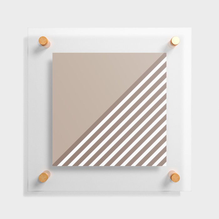 Color Block & Stripes Geometric Print, Mocha and White Floating Acrylic Print